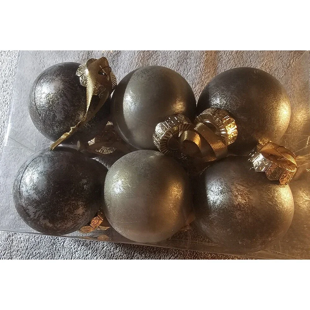 PullCrease 12 Pcs Neutral Textured Christmas Ball Ornaments 2.4 Inch